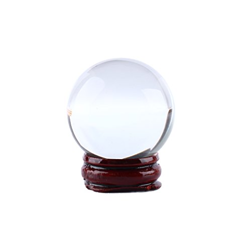 Bola de cristal transparente 40 mm/1.6 pulgadas asiática rara natural cuarzo claro mágico bola bola de cristal esfera con base de soporte, transparente