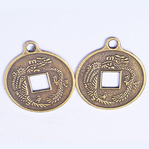 30 piezas Feng Shui I Ching monedas Phoenix y monedas de dragón colgante 23 mm (0,9 cm) + bolsa de regalo Y1019