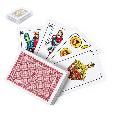 ANTEVIA - Juegos de cartas españoles con 50 cartas plastificadas y caja de almacenamiento | Más de 10 modelos | Adulto Poker Tarot Rami Belotte Impermeable (Tute)